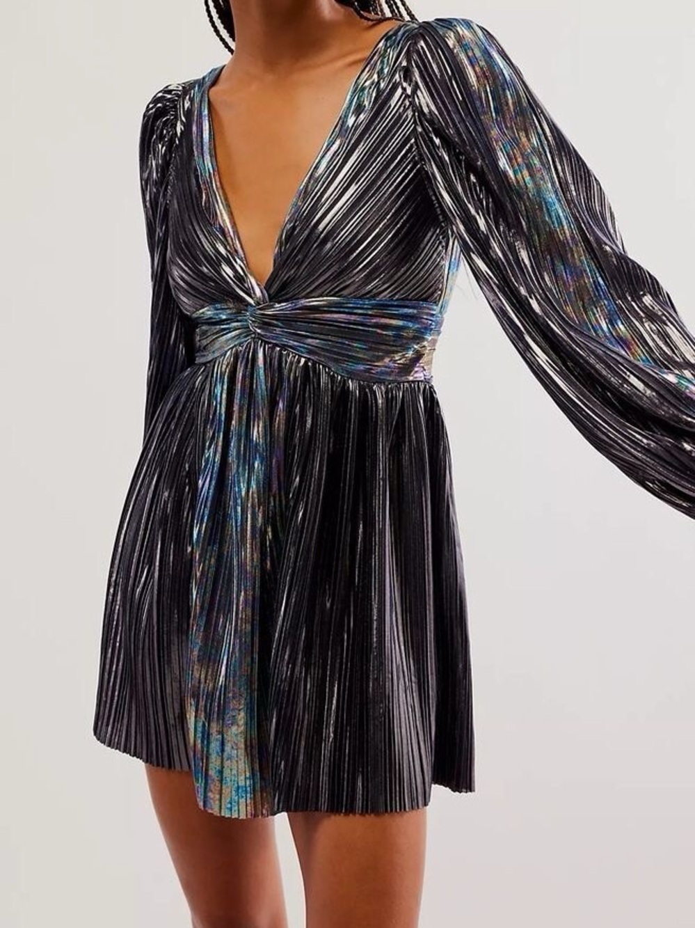 Sabina Musayev Metallic Silver Wendy Mini Dress